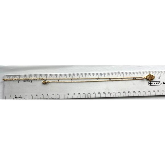 Gold Plated Hamsa Hand Pendant Necklace With Intricate Filigree Design & Clear S - Picture 3 of 4